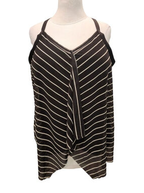 Beach House Black White Striped Halter Tankini Top Plus 18W Built-in Bra Swim